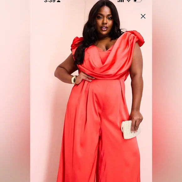 ASOS Curve Vibrant Red Jumpsuit - Picture 1 of 2